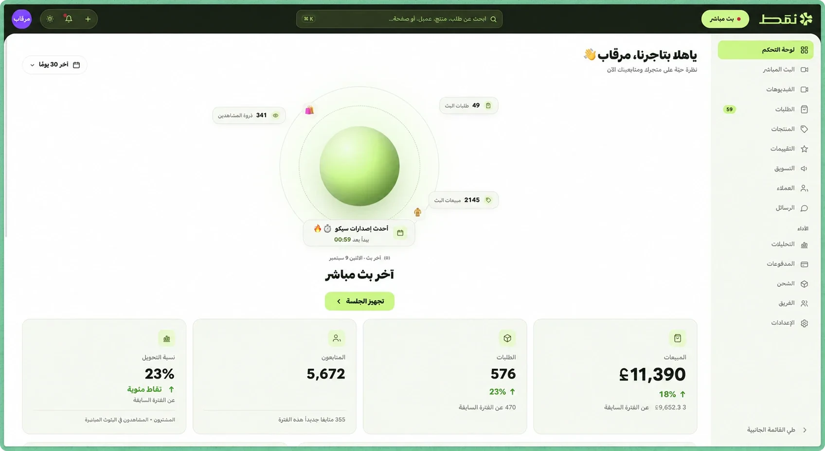 نمط — لوحة التحكم على الويب